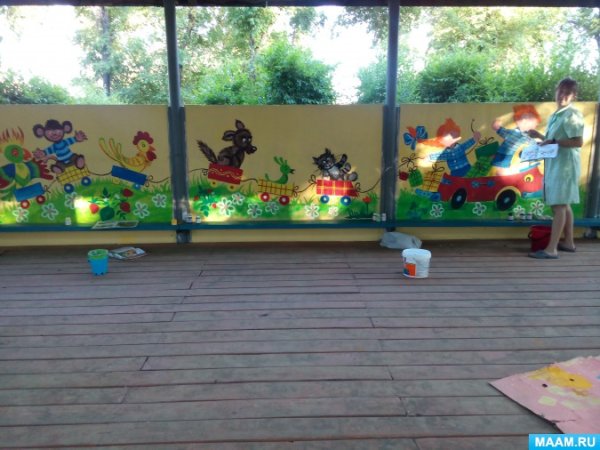 Украшение детской площадки в детском саду