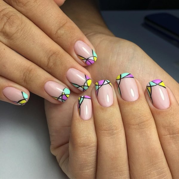 Маникюр френч цветной