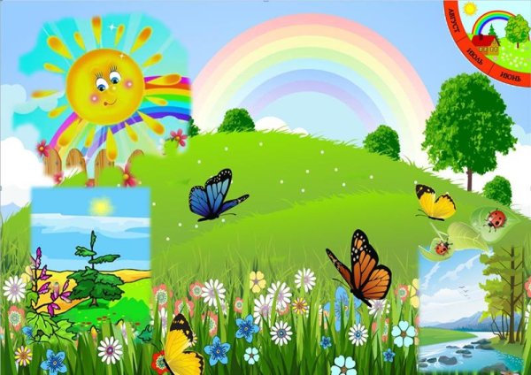 Коллаж лето в детском саду