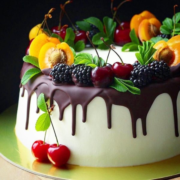 Украшение шоколадных тортов фруктами