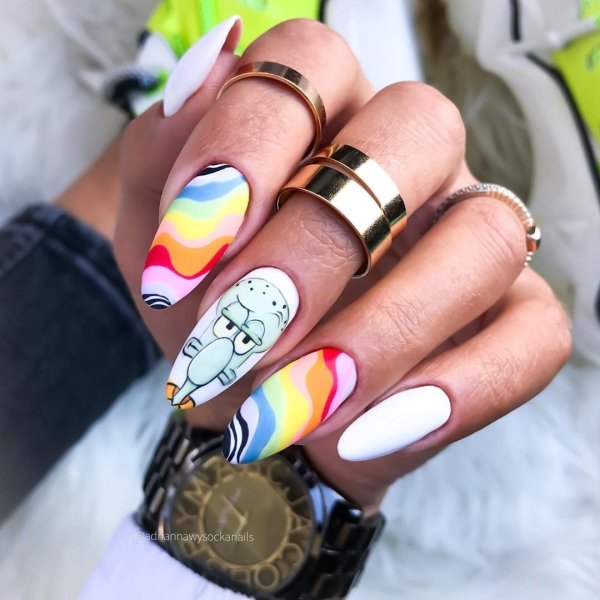 Маникюр фиолетовый с розовым