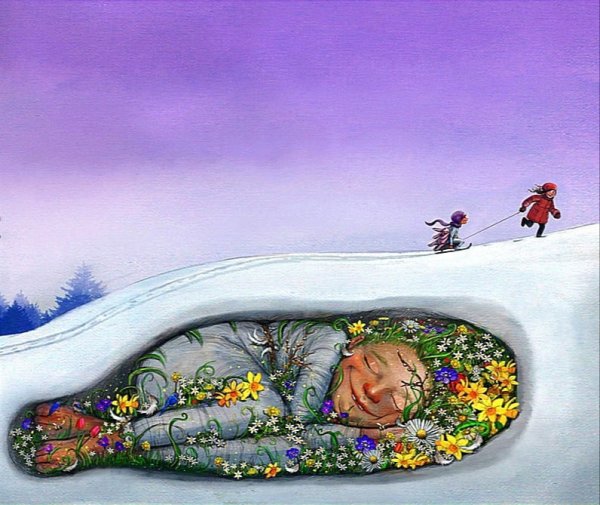 Девушка просыпается в кровати