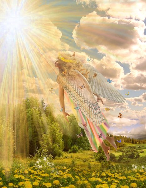 Ангелы в небесах живопись