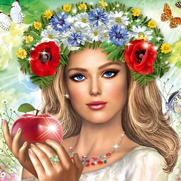 Девушка в венке из полевых цветов