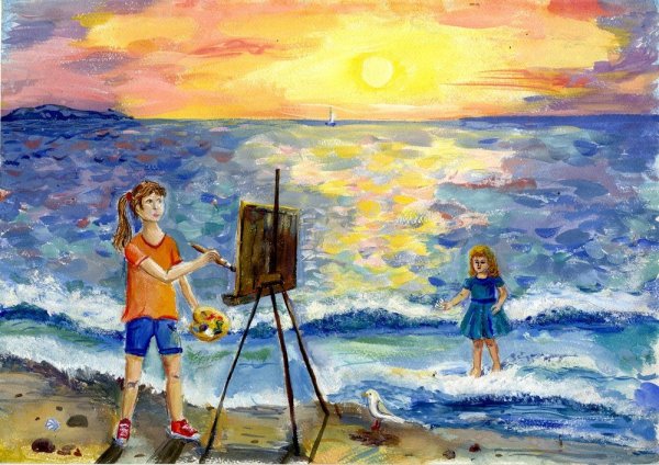 Летние рисунки гуашью