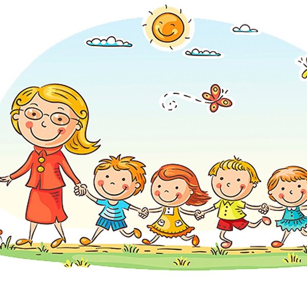 Воспитатель с детьми рисунок