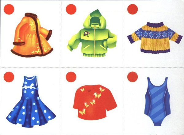 Летняя одежда карточки для детей