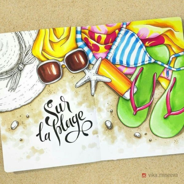 Открытка маркерами с днем рождения