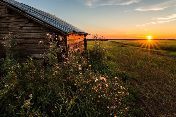 Закат в деревне