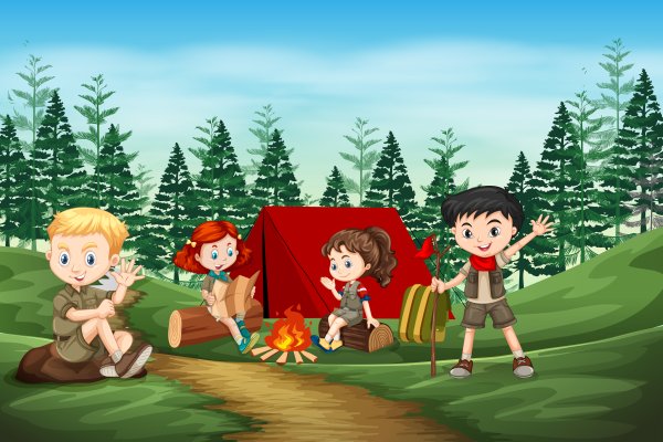 Дети в лесу мультяшные