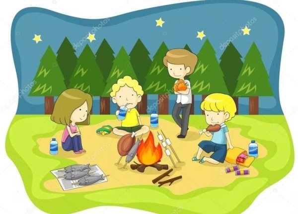 Поход дети иллюстрации