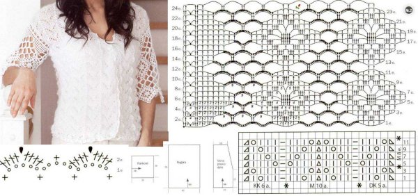 Летние кофточки крючком со схемами простые и красивые