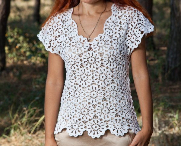 Летняя блузка крючком