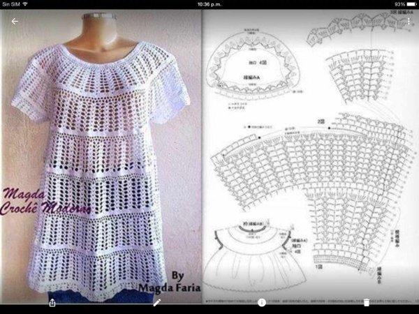 Туника с круглой кокеткой крючком