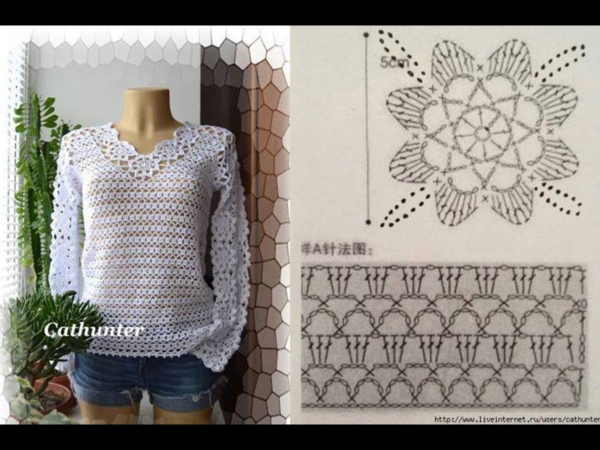 Узор крючком для летней кофты