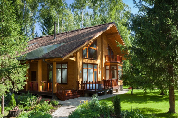 Лес горы штат Монтана домик у озера