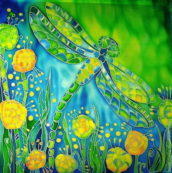 Роспись батиком Стрекоза