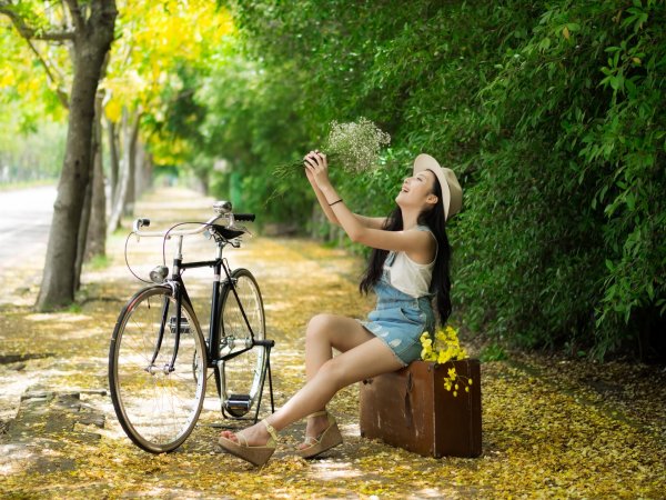 Лето велосипед девушка