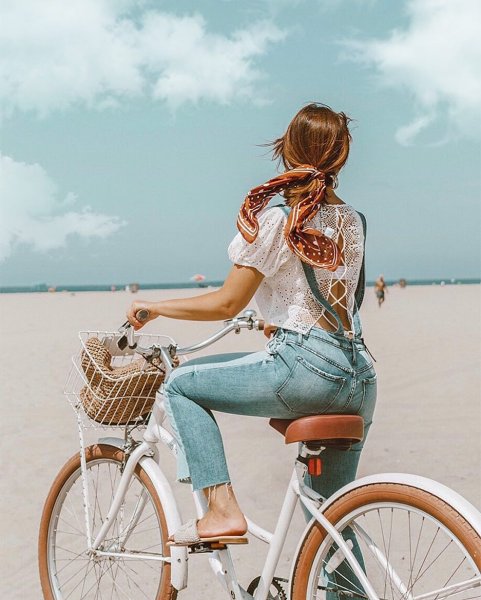 Лето велосипед девушка