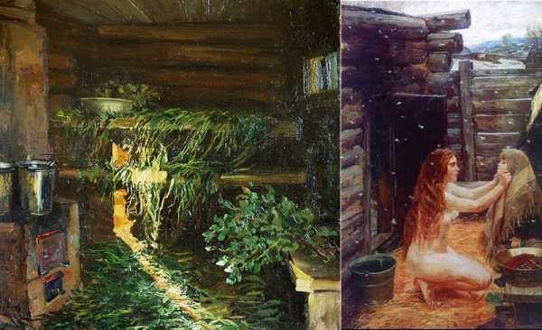 Русская баня с веником