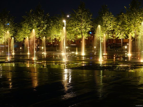 Сквер Горького Краснодар ночью