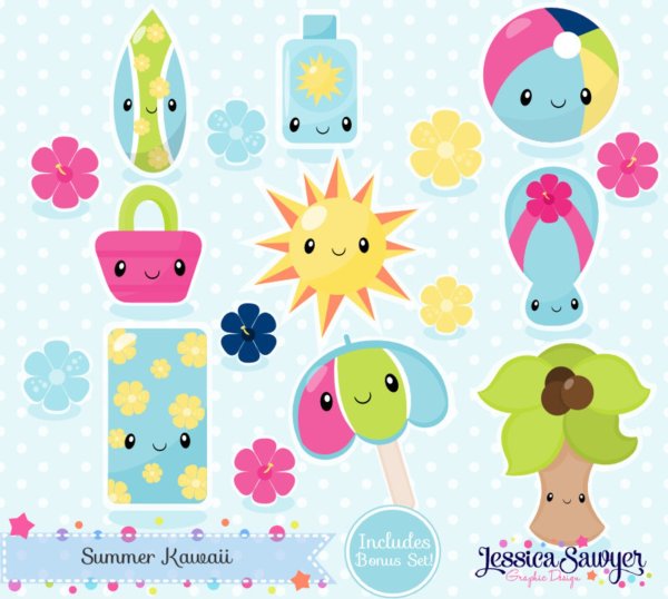 Летние кавайные рисунки для срисовки