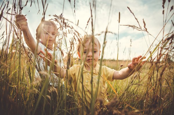 Счастливые дети в деревне