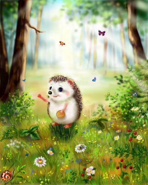 Ежонок в лесу для детей