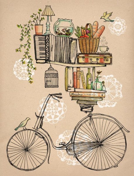 Велосипед с корзиной Винтаж
