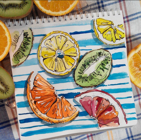 Декоративный пейзаж фломастерами