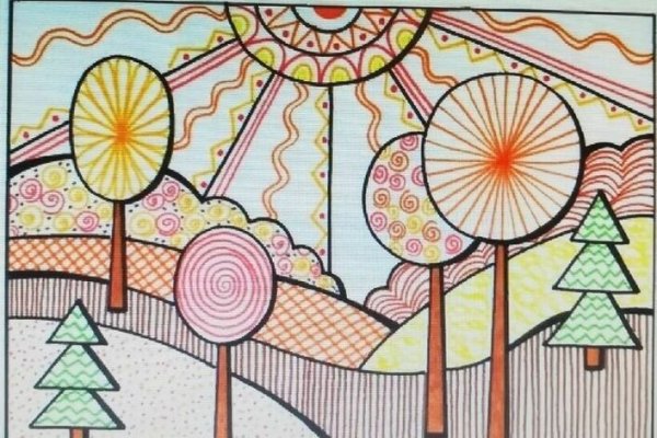 Рисунки желтым маркером