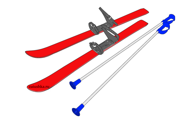 Новогодняя открытка с лыжами