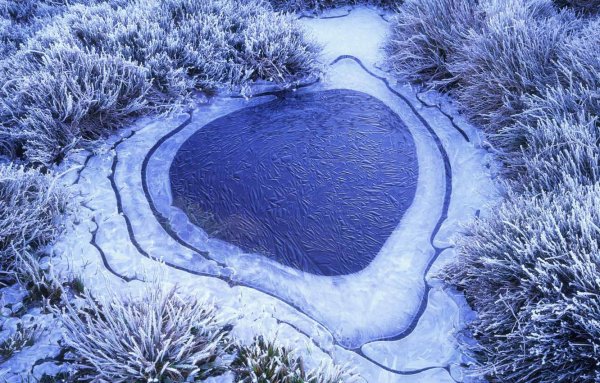 Зимнее озеро лед