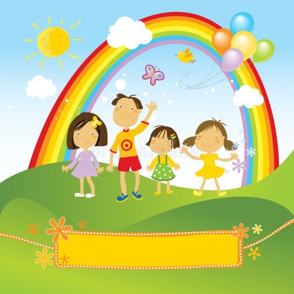 Мультяшные дети на природе