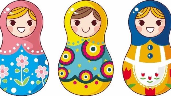 Матрешки в Федоскинской росписи