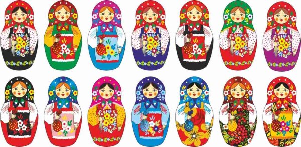 Матрешка Хохлома вектор