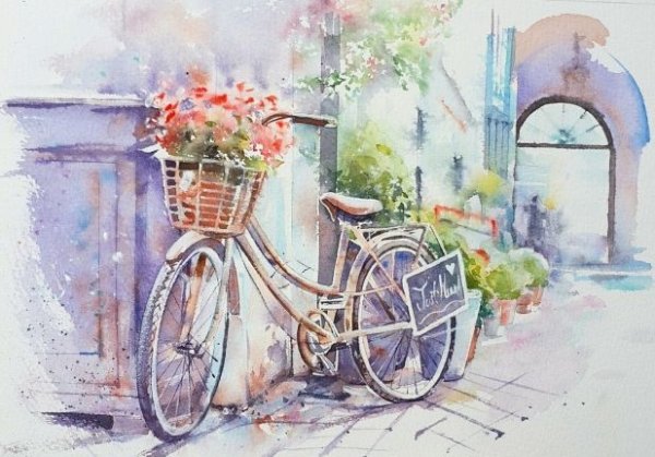 Велосипед акварель