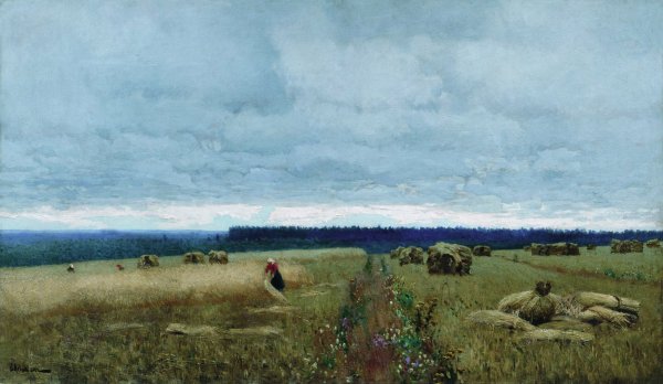 Картина Левитана Сумрачный день.жнивье