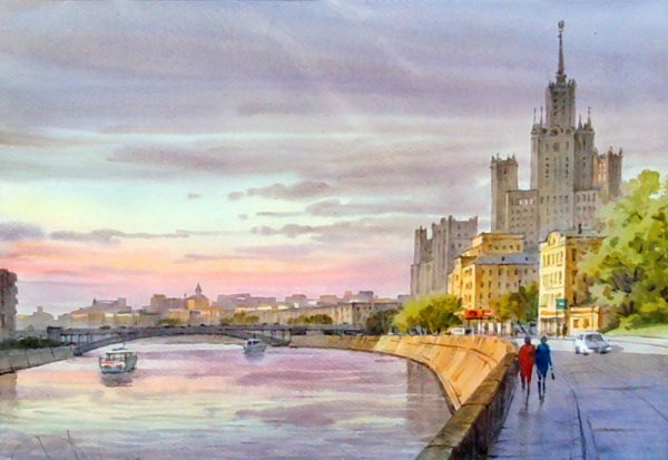Акварель городской пейзаж Илья Горгоц