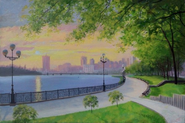 Набережная Кальмиус в живописи Донецк