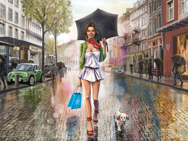 Девушка в городе арт