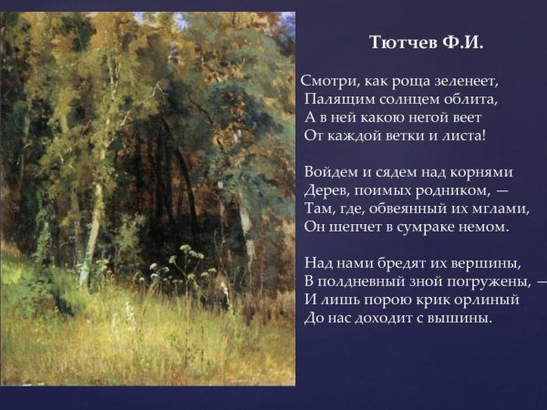 Стихотворение Тютчева про лето