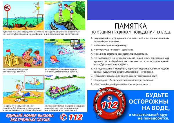 Безопасность на воде памятка для детей