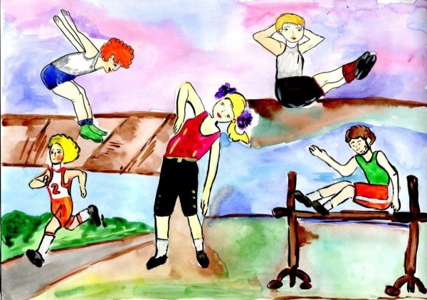 Детские рисунки про спорт