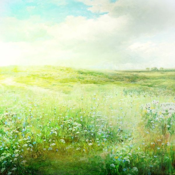 Лето поле акварель