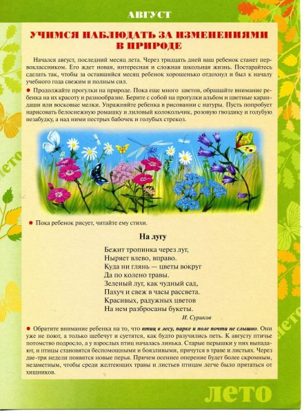 Консультация для родителей в детском саду лето