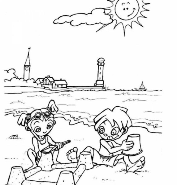 Море раскраска для детей