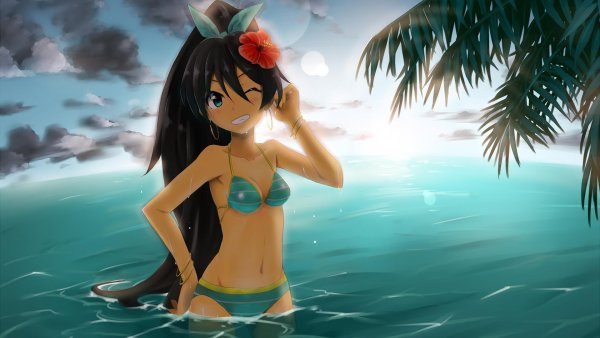 Аниме красавицы на пляже