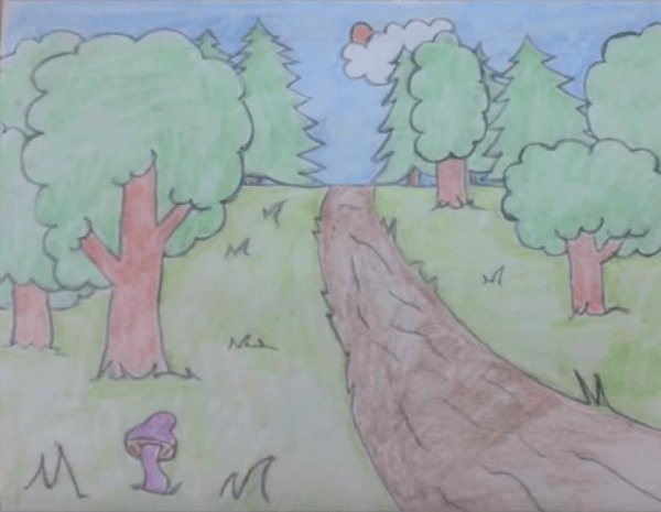 Смешанный лес детский рисунок