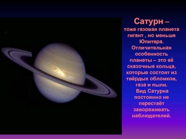 Сатурн шестая Планета солнечной системы